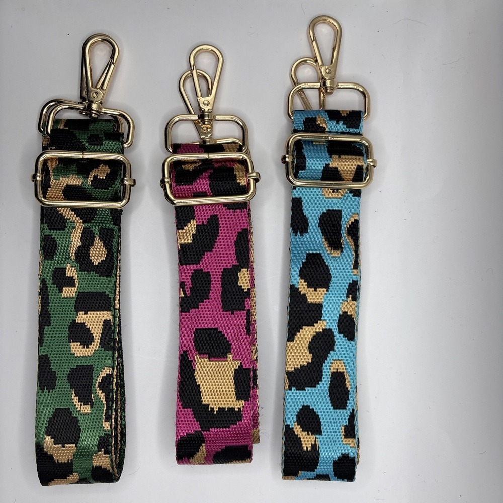 Leopard Print Crossbody Bag Straps - Green, Pink, Blue